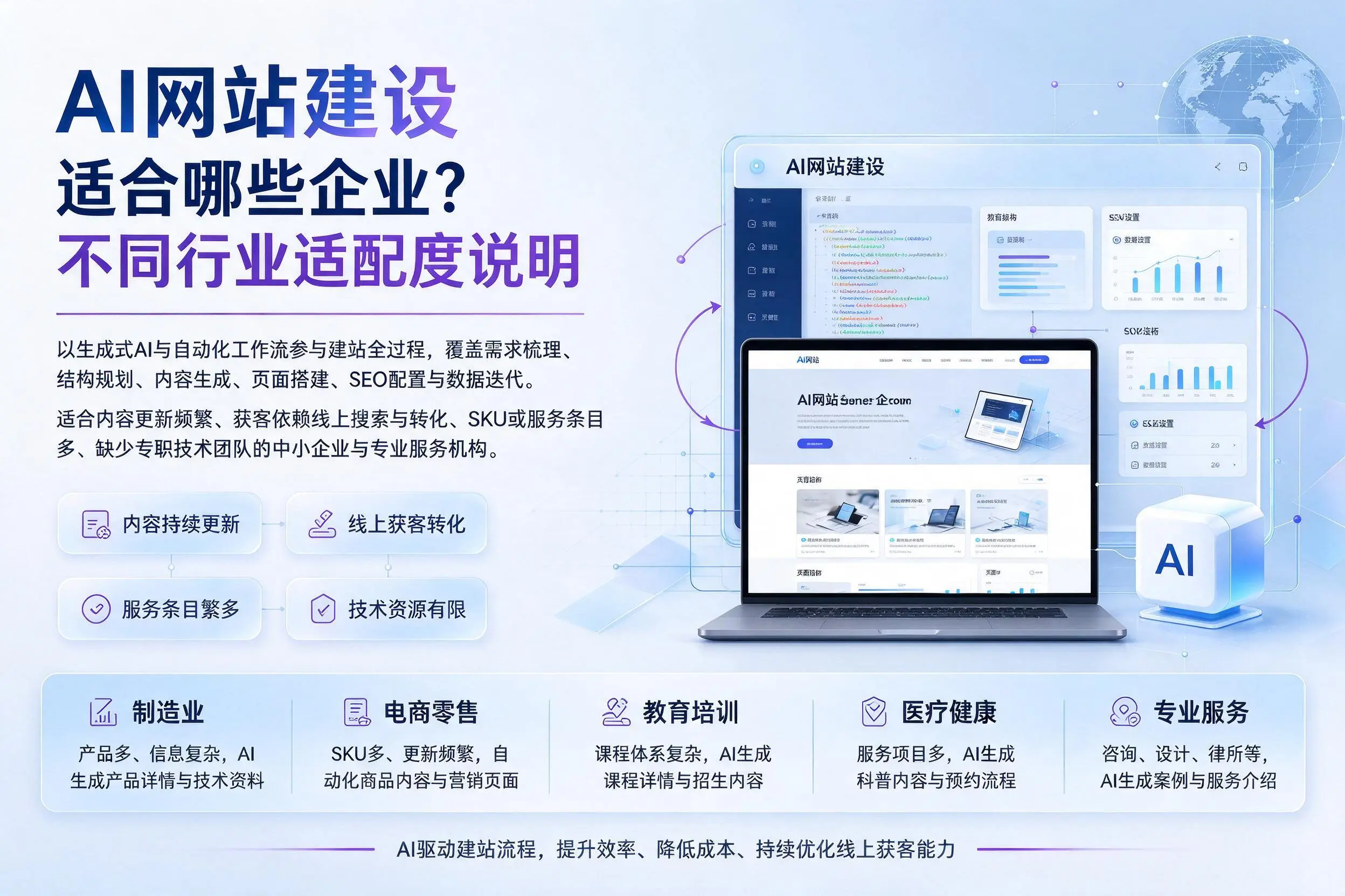 AI网站建设适合哪些企业？衡阳不同行业适配度说明